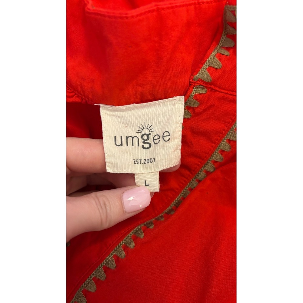 Umgee Mini Dress Womens Large Red Embroidered Tiered Flutter Sleeve - Picture 5 of 6